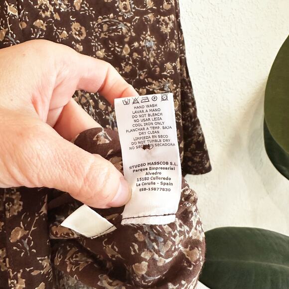 Masscob Womens Rothera Top XS Floral Cotton Cottagecore Boho Peasant Designer - Picture 8 of 10